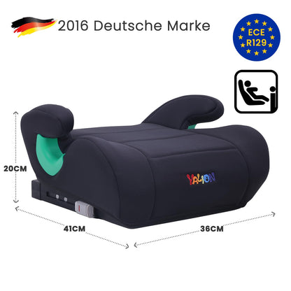 YALION Sitzerhöhung Auto Kinder mit ISOFIX, i-Size R129, Schwarz