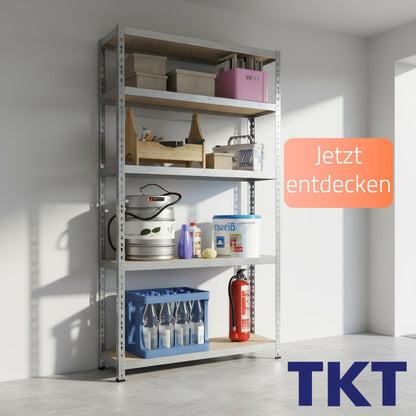 TKT Work System Schwerlastregal verzinkt 180x120x40 cm mit 5 Holzböden