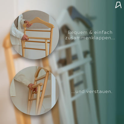 Staboos Stummer Diener klappbar Massivholz – Weiss