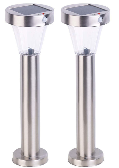 Lunartec Solar-LED-Wegeleuchte 4er-Set, Edelstahl, Sensor