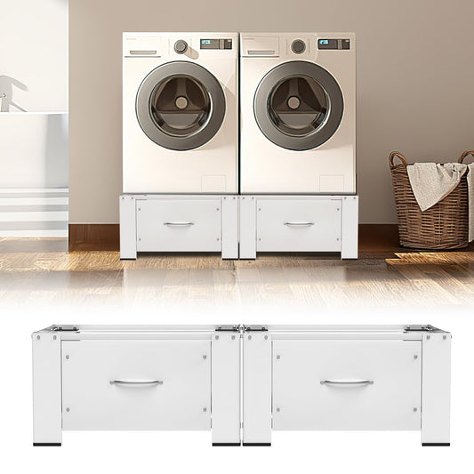 Herrselsam 2x Waschmaschinen Untergestell m. Schublade 63x54 cm Weiss. Podeste mit Schublade zum Erhöhen von Waschmaschinen.