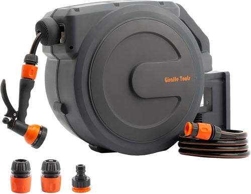 Giraffe Tools Automatik-Schlauchtrommel AW30, 30 m + 2 m, Wandmontage, Gehäuse mit Multibrause