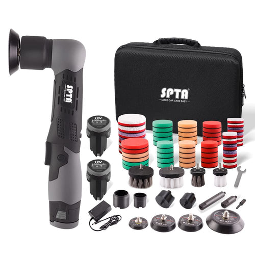 SPTA Mini Exzenter-Poliermaschine 12V LD104, 25/50/80 mm Polierteller, kompakte Bauform mit Polierpads