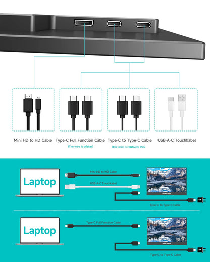 HGFRTEE 14 Zoll WUXGA Tragbarer Monitor IPS Touchscreen