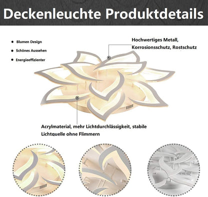 Moderne LED Deckenleuchte – Dimmbar, Farbwechsel, 10 Köpfe Ø85cm
