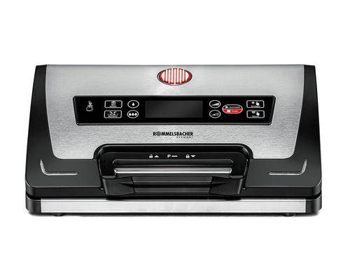 ROMMELSBACHER VAC 585 Vakuumierer – Absaugleistung 20 Liter/Min. Silber-schwarzes Gerät zum luftdichten Versiegeln von Lebensmitteln.