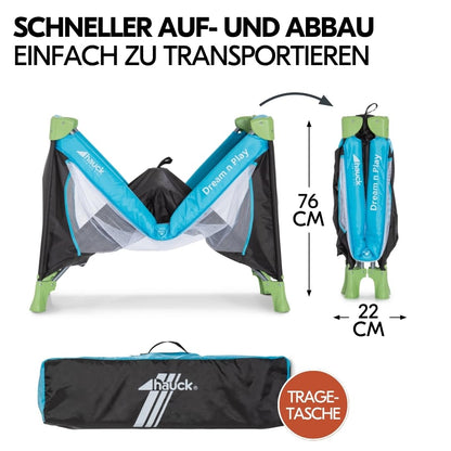 hauck Dream n Play Babyreisebett faltbar Matratze - Waterblue