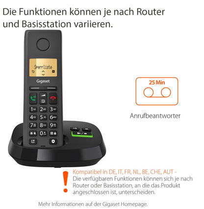 Gigaset Pure 220A Trio DECT-Telefonset mit Anrufbeantworter - anthrazit