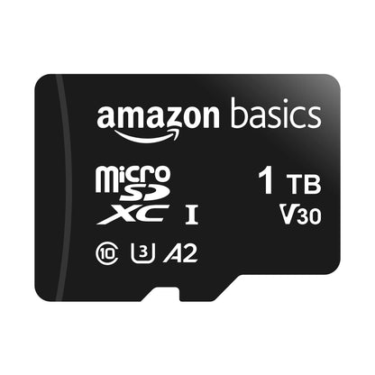 Amazon Basics MicroSDXC Speicherkarte 1TB A2 U3 - Schwarz. Speichert digitale Daten für Smartphones, Tablets, Kameras.