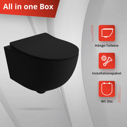 LAVITA Brava Black Spülrandloses Wand-WC – inkl. WC-Sitz Absenkautomatik