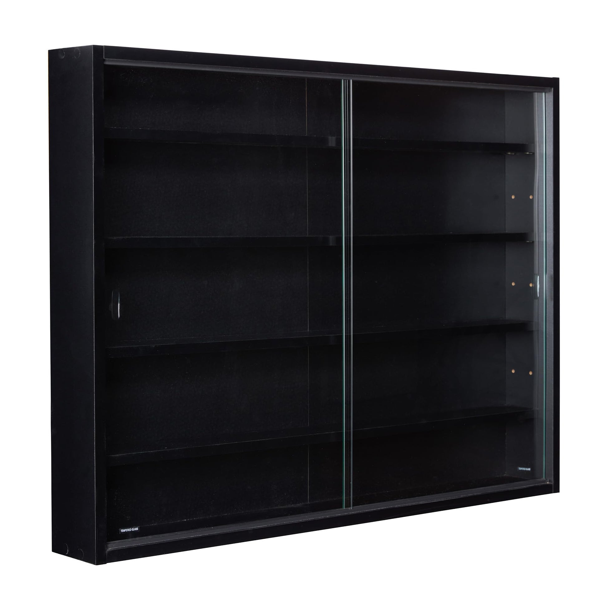 Inter Link Blacklava Sammlervitrine Hängend - Schwarz 80x60cm. Schwarze Holzvitrine mit Glastür für staubgeschützte Sammlungsexponate.