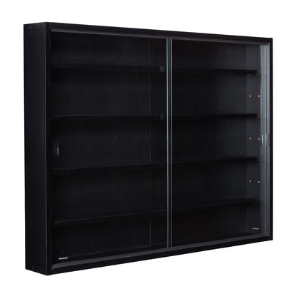 Inter Link Blacklava Sammlervitrine Hängend - Schwarz 80x60cm. Schwarze Holzvitrine mit Glastür für staubgeschützte Sammlungsexponate.