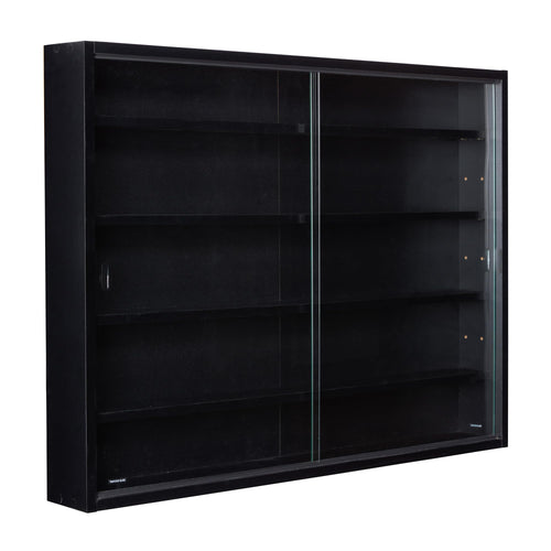 Inter Link Blacklava Sammlervitrine Hängend - Schwarz 80x60cm. Schwarze Holzvitrine mit Glastür für staubgeschützte Sammlungsexponate.