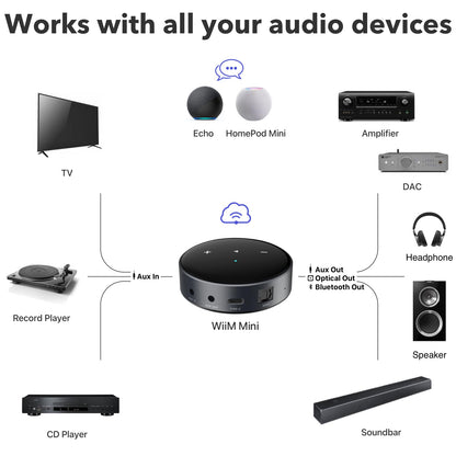 WiiM Mini AirPlay 2 Wireless Audio Streamer Hi-Res Multiroom