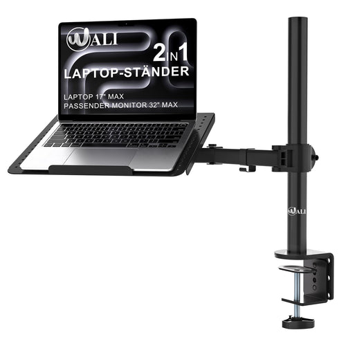 WALI Laptop Halterung M00LP für Schreibtisch bis 17 Zoll, schwarz, belüftete Ablage, verstellbarer Arm