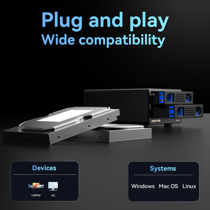 CENMATE 2 Bay RAID Festplattengehäuse USB 3.0 für HDD/SSD