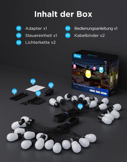 Govee RGBICW LED Lichterkette Aussen 30M - App & Sprachsteuerung