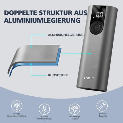 CYCPLUS A8 Elektrische Luftpumpe 150 PSI mit LCD-Display, Grau
