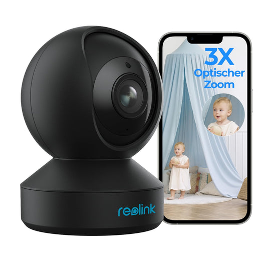 Reolink E1 Zoom 5MP PTZ WLAN Überwachungskamera Innen - Schwarz. Kugelförmig, überwacht Innenräume flexibel per PTZ.