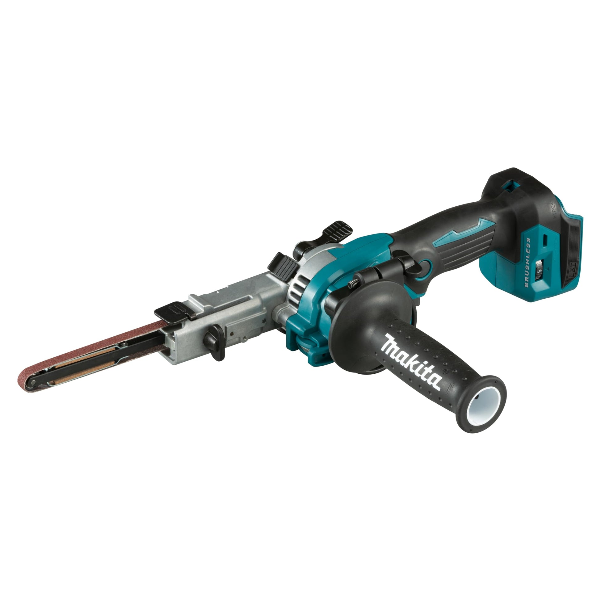 Makita DBS180Z Akku-Bandfeile 18V ohne Akku & Ladegerät, blau-schwarz. Für präzises Feilen an Engstellen.