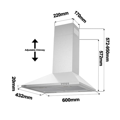 CIARRA CBCS6201 A++ Dunstabzugshaube - 60 cm Pyramide Edelstahl