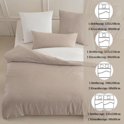 Nesture Bettwäsche Set 135x200 cm Baumwolle 4-teilig Beige/Weiss