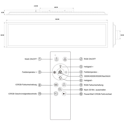 CBJKTX 120x30 LED Deckenpanel - dimmbar RGB m. Fernbedienung