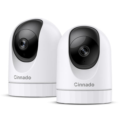 Cinnado D1 WLAN Babyphone Kamera 2K 360° Baby/Haustier - Set 2: Weiße Schwenk-/Neigekamera zur 2K-Videoüberwachung.