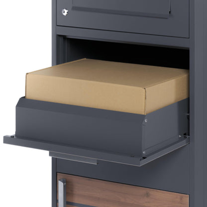 Zelsius Paketbriefkasten Briefkasten mit Paketfach – Anthrazit Holzoptik