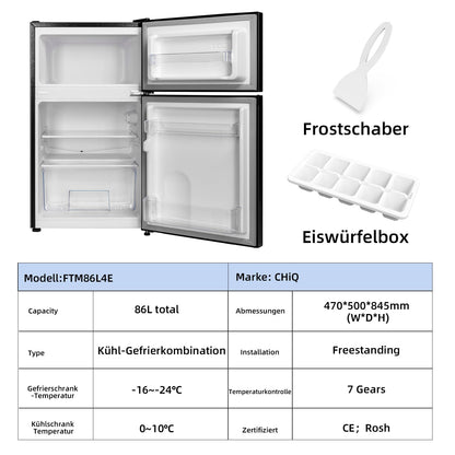CHIQ FTM86L4E Kühl-Gefrier-Kombination, 86 L, Gefrierfach oben