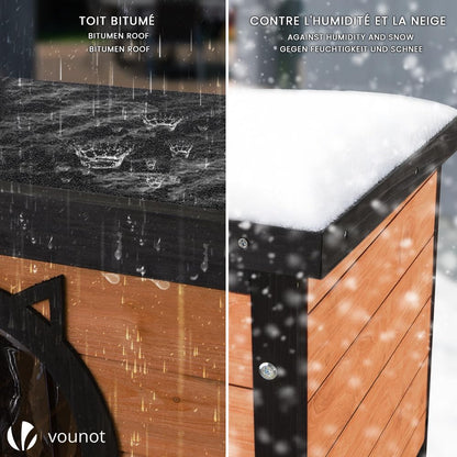 VOUNOT Katzenhaus aus Holz, wetterfest, Katzenohren-Design, 57x45x43cm