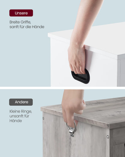 VASAGLE Sitzbank mit Stauraum, Schuhbank, Landhausstil, wolkenweiss