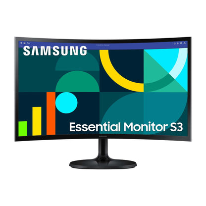 Samsung S24D364GAU Essential Curved Monitor 24 Zoll Schwarz. Schwarzes 24-Zoll Curved-Display zur detailreichen Anzeige digitaler Inhalte.