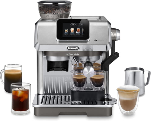 De’Longhi La Specialista Touch Siebträgermaschine - EC9455.M. Metall mit Mühle und Dampflanze. Bereitet Espresso & Milch.