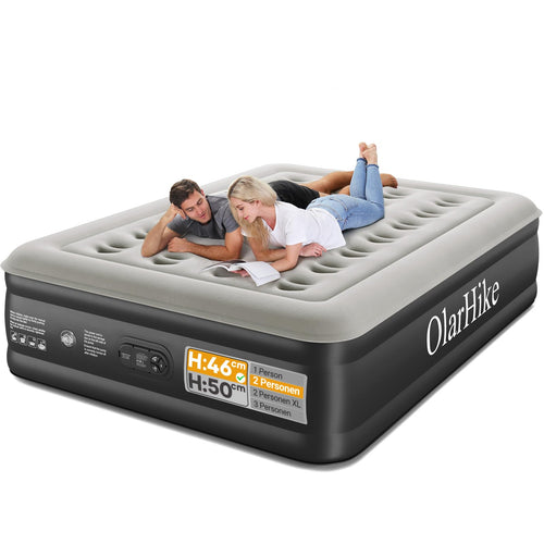 OlarHike Luftmatratze selbstaufblasend 140x200 cm, 2 Personen – beflockte Oberseite, erhöhte Bauform