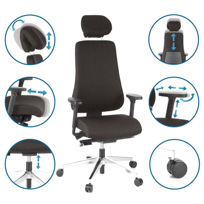 hjh OFFICE PRO-TEC 400 Profi Bürostuhl Stoff Schwarz