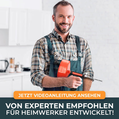 Meisterfaktur Rohrreinigungsspirale Metalltrommel 15m - Bohraufsatz