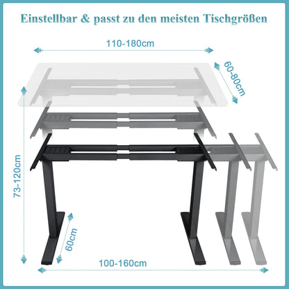 Homall Elektrisches Schreibtischgestell 2 Motoren – Schwarz