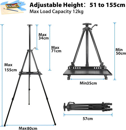 VAIIGO Staffelei Aluminium verstellbar 50-152 cm mit Tragetasche