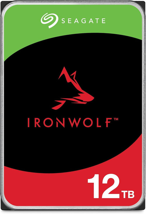 Seagate IronWolf 12TB NAS Festplatte - ST12000VNZ008. Silberne 3,5-Zoll-HDD für Datenspeicher in NAS-Systemen.