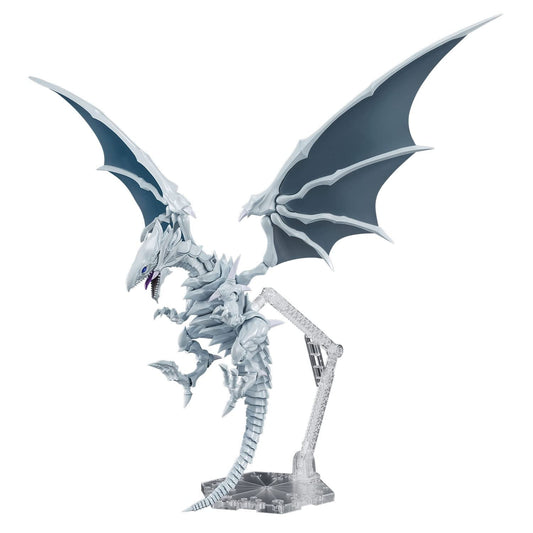 YU-GI-OH Figure-Rise Standard Amp. Blue-Eyes White Dragon Modellbausatz. Weißer, detaillierter Bausatz zur Montage einer beweglichen Drachenfigur.