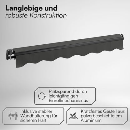 STEELSØN Kestria Gelenkarmmarkise 200 x 150 cm Anthrazit mit Kurbel