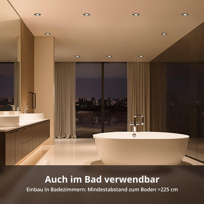 Bojim LED Spot Dimmbar Schwarz Warmweiss 5.5W - 68-80mm, 10er Set