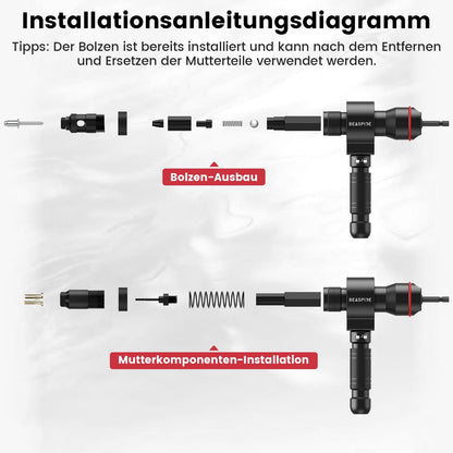 Beaspire 2-in-1 Nietaufsatz & Nietmutternzange für Akkuschrauber
