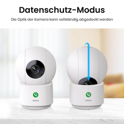 aosu 2K WLAN Überwachungskamera Innen – 360° Babyphone