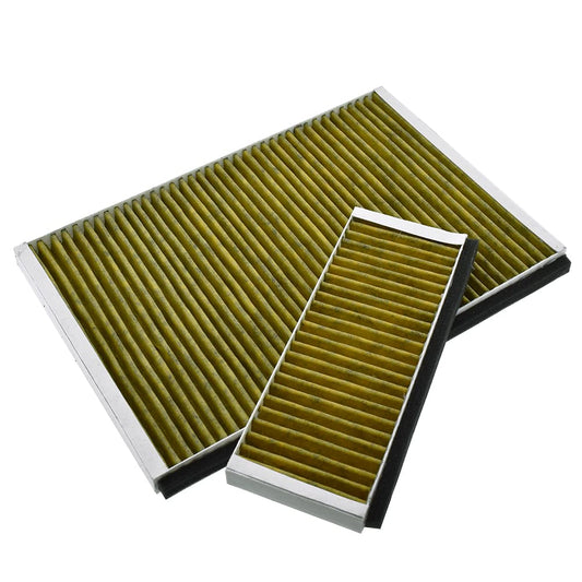 AllSpares CleanAir Plus Aktivkohlefilter 2 St. für Bosch/Siemens/Neff. Schwarze, rechteckige Kassetten zur Geruchsabsorption in Umluft-Dunstabzugshauben.