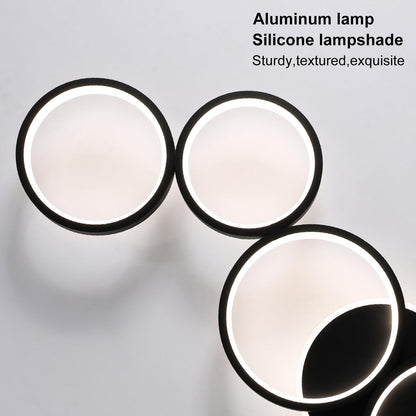 Liyabber LED Deckenleuchte dimmbar 6-Ring schwarz mit Fernbedienung