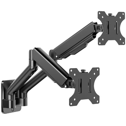 IMtKotW Monitor Wandhalterung - 2 Monitore 17-32 Zoll: Schwarze Halterung mit zwei Gelenkarmen zur Wandmontage von zwei Monitoren.