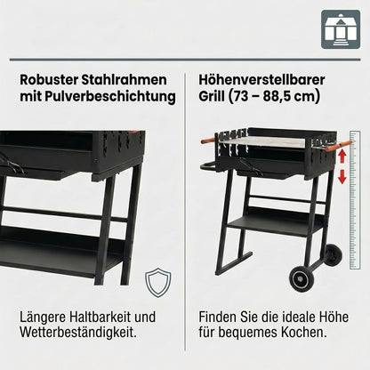 Tarrington House Holzkohlegrill Brigida, Stahl, schwarz, mit Rädern