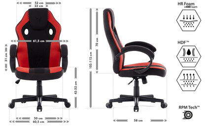 SENSE7 Prism Ergonomischer Gaming Stuhl | Stoff Schwarz-Rot